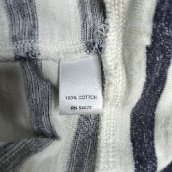 Banana Republic Dress Women Size L 3/4 Sleeve Shift Striped Black White Cotton - Picture 9 of 11